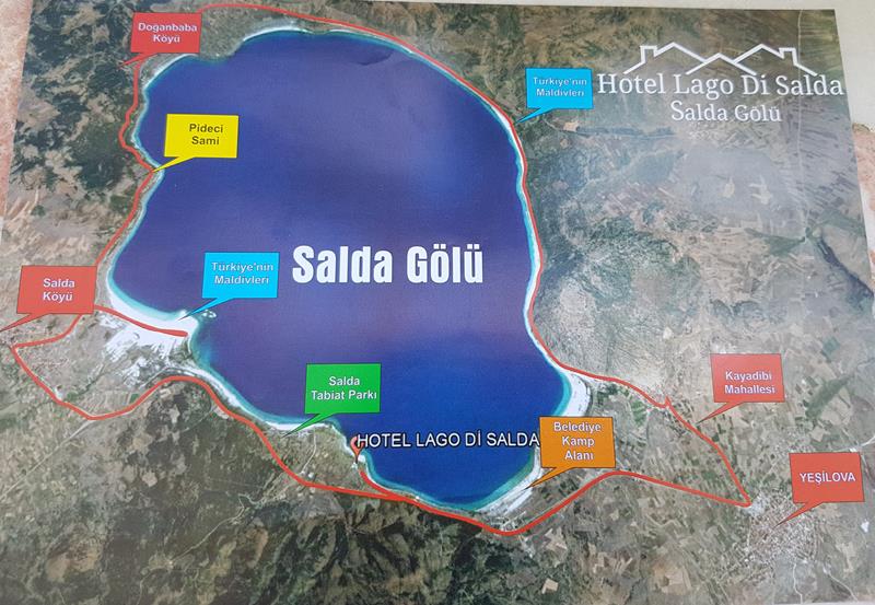 Selve Salda sjøen er en kratersjø med en dybde på 184 km- den dypeste i Tyrkia.